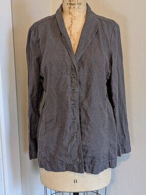 Eileen Fisher M Linen Button Shacket Blazer